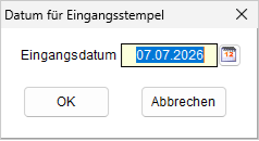 Das Fenster "Datum für Eingangsstempel"