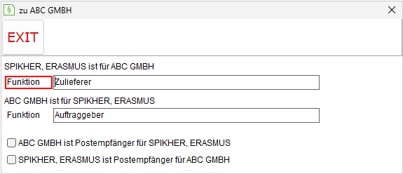 Das Dialogfenster zum Verknüpfen von Adressen