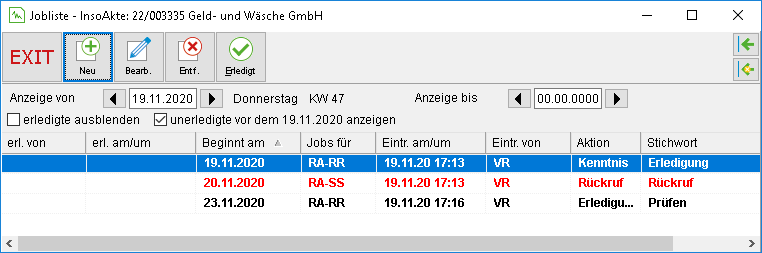 Die Jobliste
