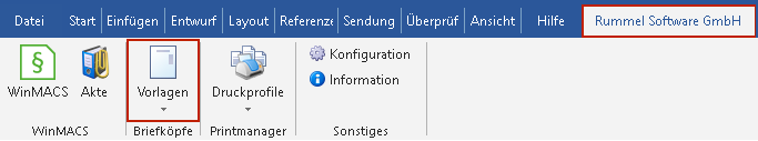 Das Menüband von MS Word