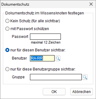 Das Fenster "Dokumentschutz"
