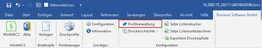 Button Profilverwaltung auf dem Rummel-Reiter