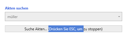 Fortschrittsbalken bei der Aktensuche
