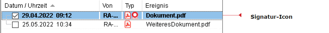 Anlage mit Signatur-Icon