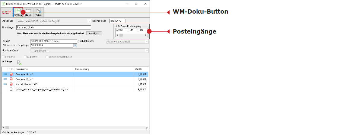 Das Empfangsfenster
