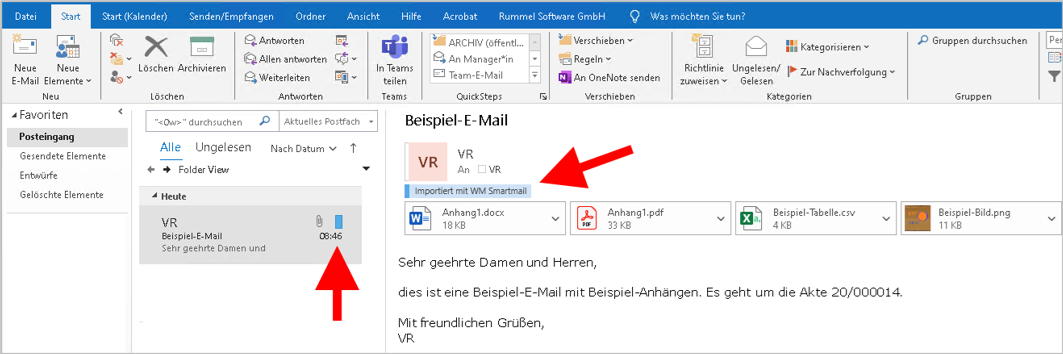 Importierte E-Mails mit Markierung in Outlook
