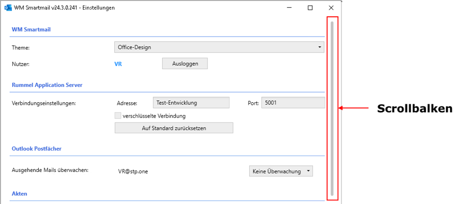 Einstellungen von WM Smartmail
