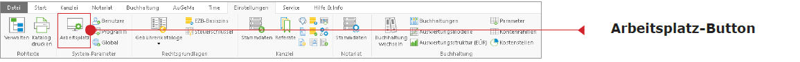 Das Menüband "Einstellungen"