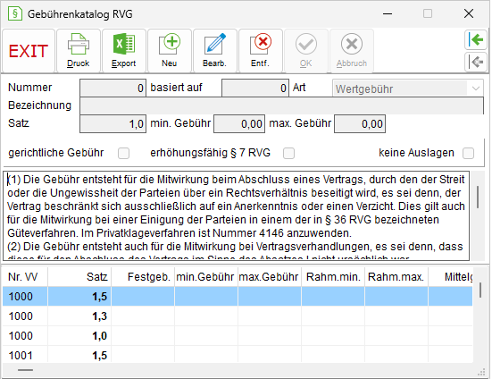 Ältere Gebührenkataloge