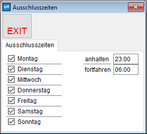Ausschlusszeiten