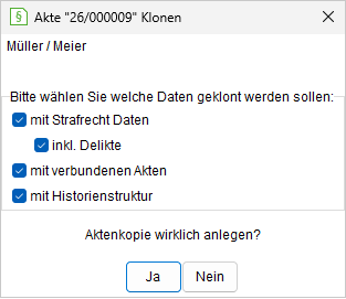 Beispiel-Dialog zum Akten-Klonen