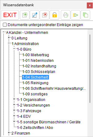 Das Fenster "Wissensdatenbank"