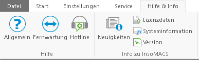 Das Hauptfenster-Menüband "Hilfe & Info"