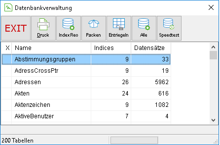 Das Hauptfenster-Menüband "Datenbankverwaltung"