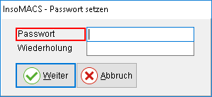 Das Fenster "Passwort setzen"