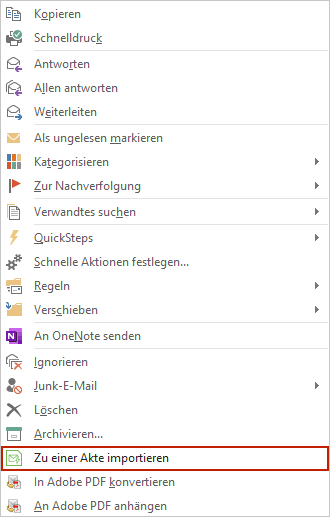 Das Kontextmenü der E-Mail-Liste