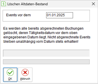 Das Fenster "Löschen Altdaten-Bestand"
