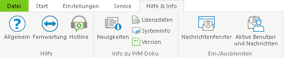 Das Menüband "Hilfe & Info"