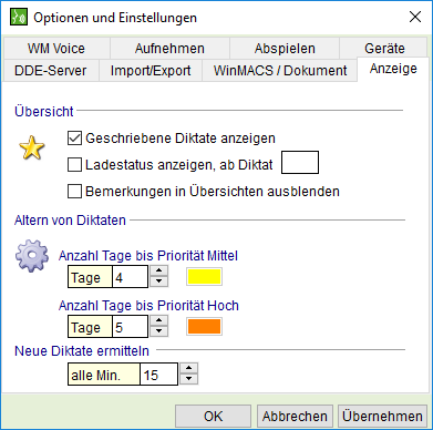 Das Fenster "Optionen und Einstellungen": Registerkarte "Anzeige"