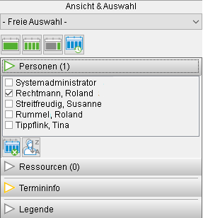 Bereich "Ansicht & Auswahl": Personen