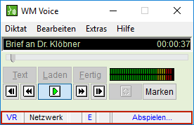 Die Statusleiste im Hauptfenster