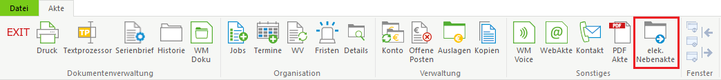 Das Menüband der Notarakte