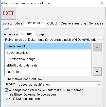 Das Register "Ausgang"