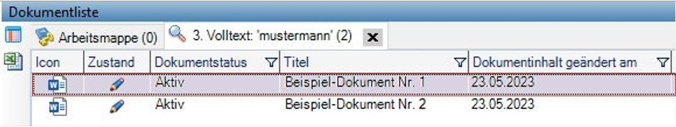 Die Dokumentliste