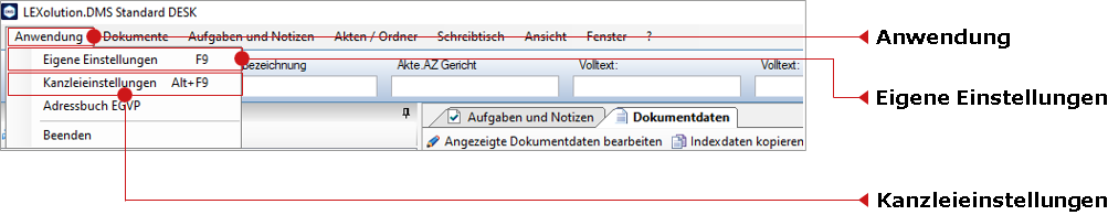 Das Menü "Anwendungen"