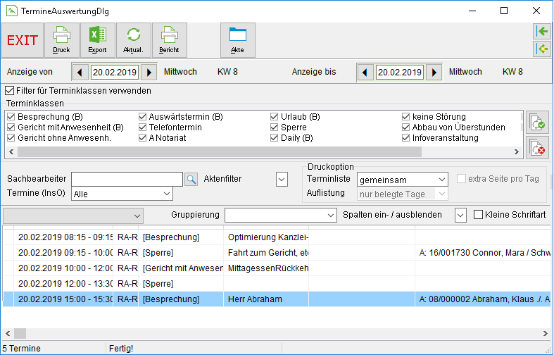 Die Terminliste