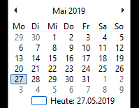 Das Fenster zur Auswahl des Datums