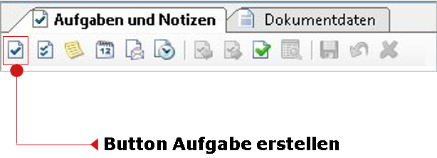 Die Symbolleiste für Aufgaben und Notizen