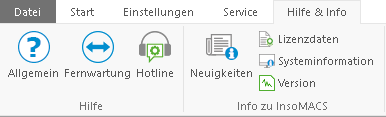 Das Hauptfenster-Menüband "Hilfe & Info"