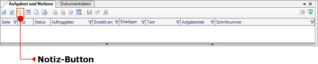 Die Symbolleiste Aufgaben und Notizen