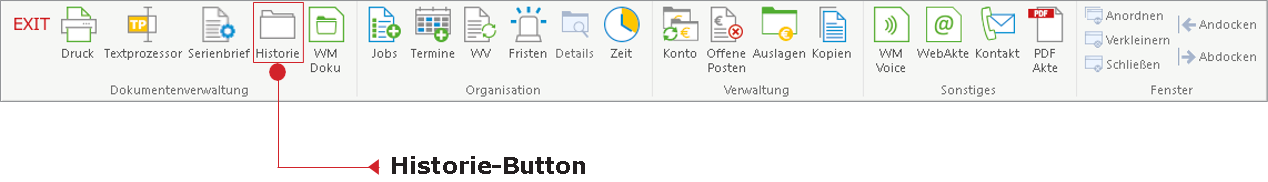 Das Menüband der Akte