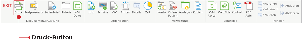 Das Menüband der Akte