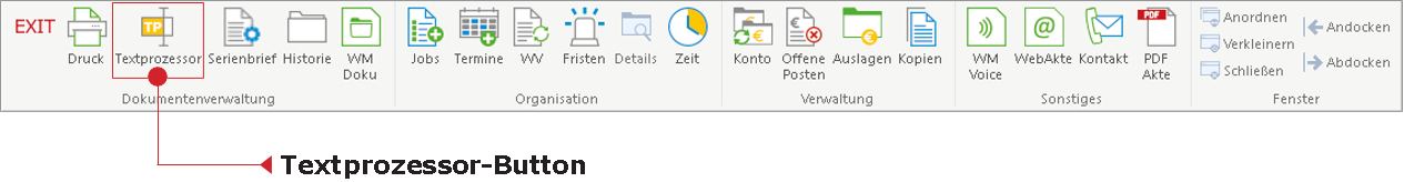 Das Menüband der Akte