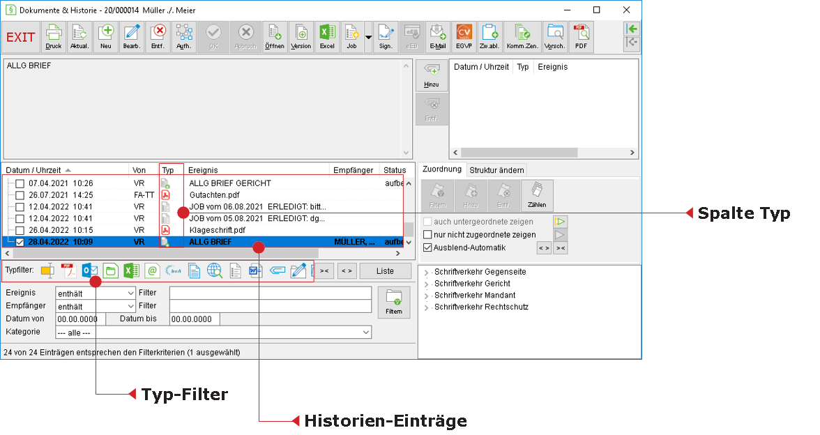 Die Akten-Historie