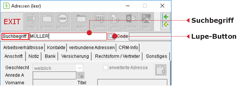 Das Adress-Fenster