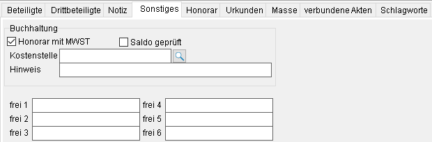Die Notarakte: die Registerkarte "Sonstiges"