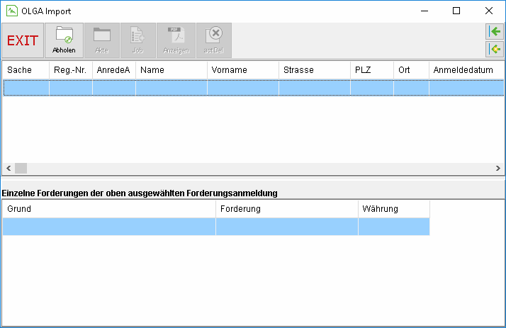 Das Fenster "OLGA Import"