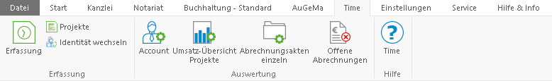 Das Hauptfenster-Menüband "WM Time"