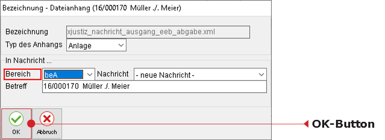 Der Übergabe-Dialog