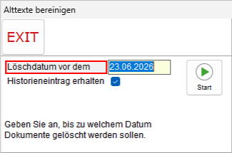 Das Fenster "Alttexte bereinigen"