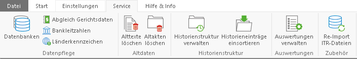 Das Hauptfenster-Menüband "Service"