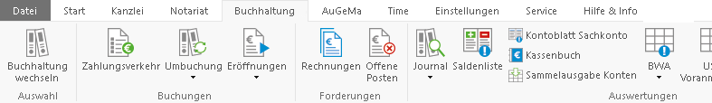 Das Hauptfenster-Menüband "Buchhaltung"