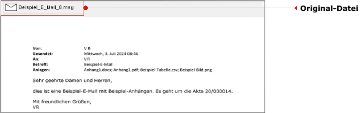 Importierte E-Mail in WM Doku