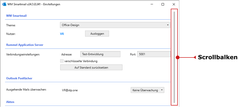 WM Smartmail: Einstellungen