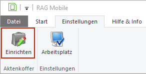 Der Button Einrichten im Menüband "Einstellungen"