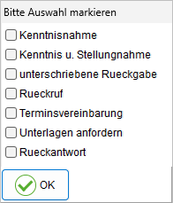 Dialog-Fenster zur Erstellung des Übersendenzettels